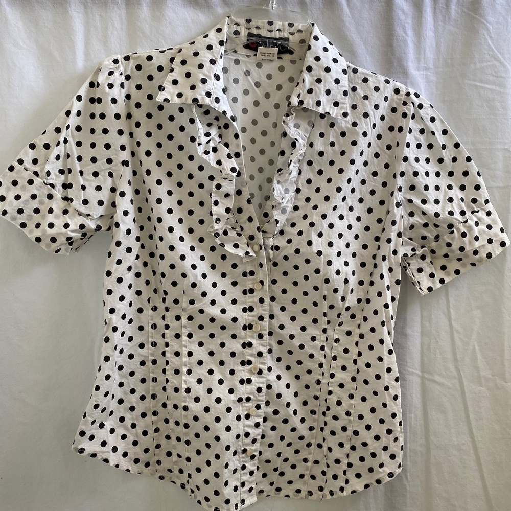 Button-down Polka-Dot Top Size: Large - image 2